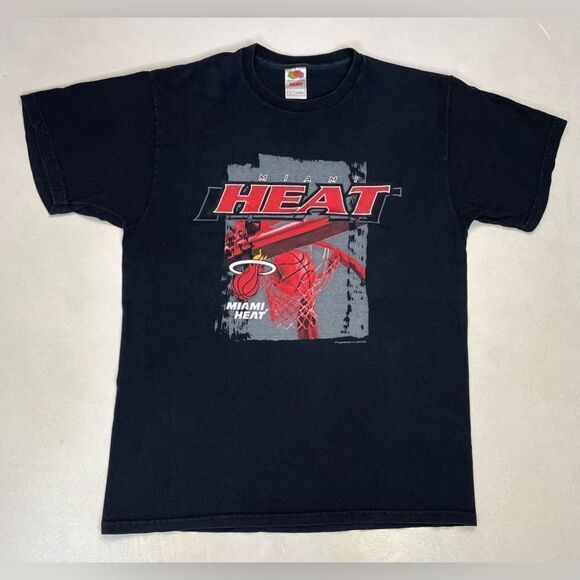 VINTAGE Miami Heat 2002 Graphic T-shirt Men Large Black Short Sleeve - Picture 1 of 6